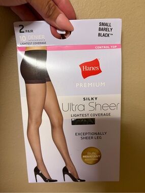 Hanes Sheer Control Top Pantyhose - Black